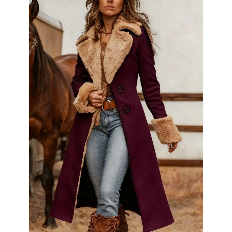 Womens Western-Style Plush Fashionable Printed Coat