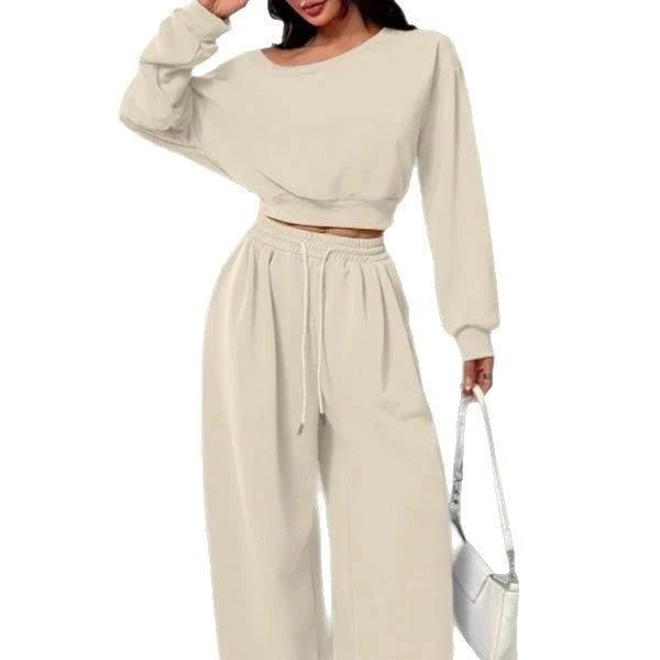 Off-Shoulder Crop Top & Wide-Leg Pants Set