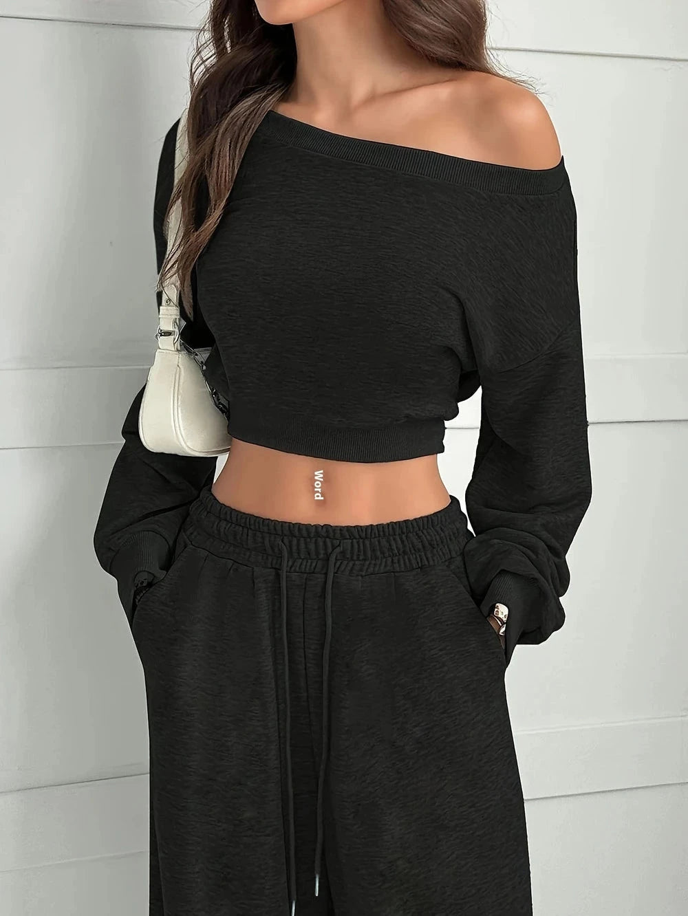 Off-Shoulder Crop Top & Wide-Leg Pants Set