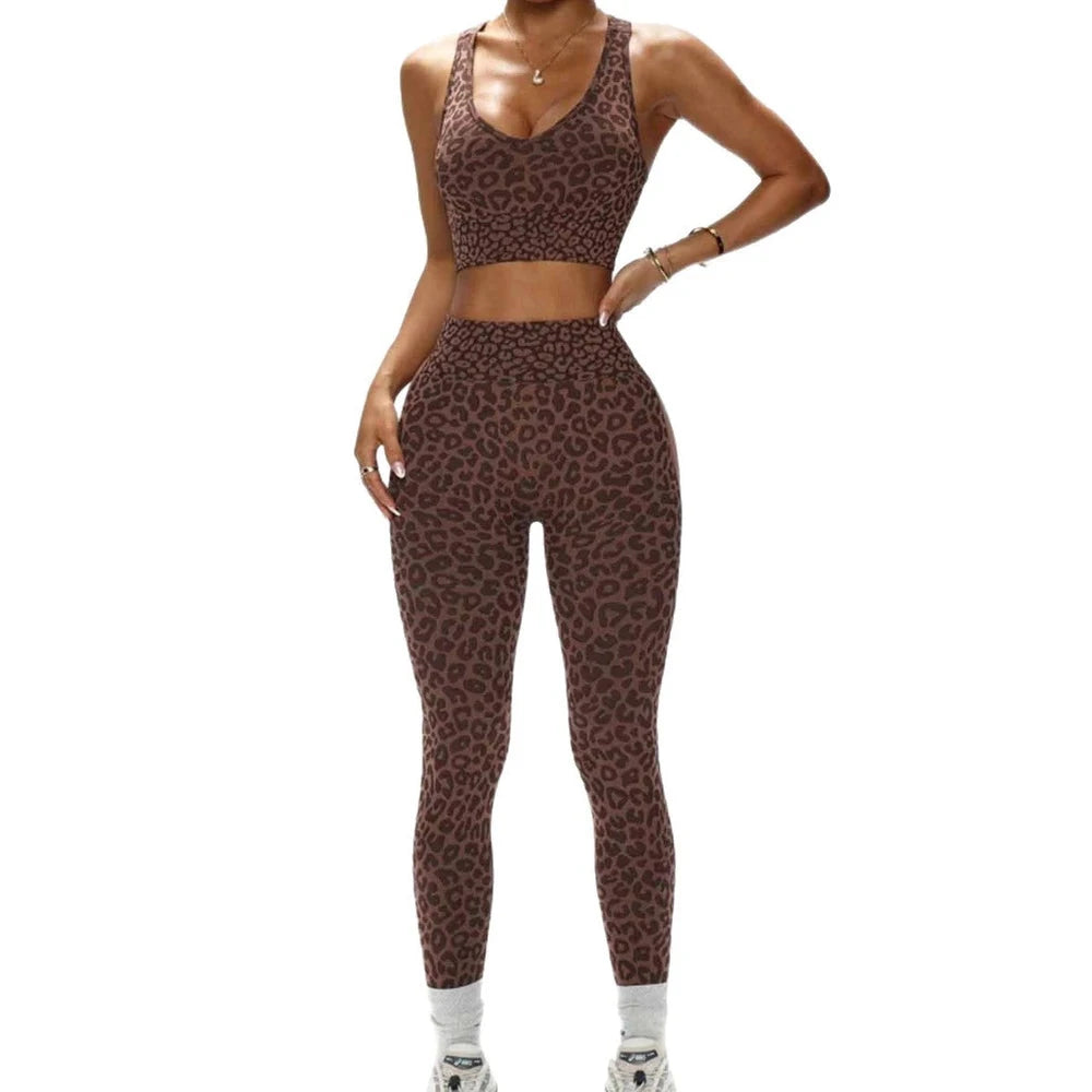 Leopard Print Sports Bra & Leggings Set