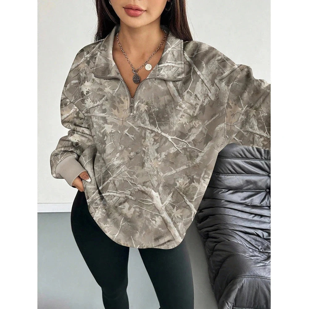 Women’s Woodland Camouflage Quarter-Zip Pullover