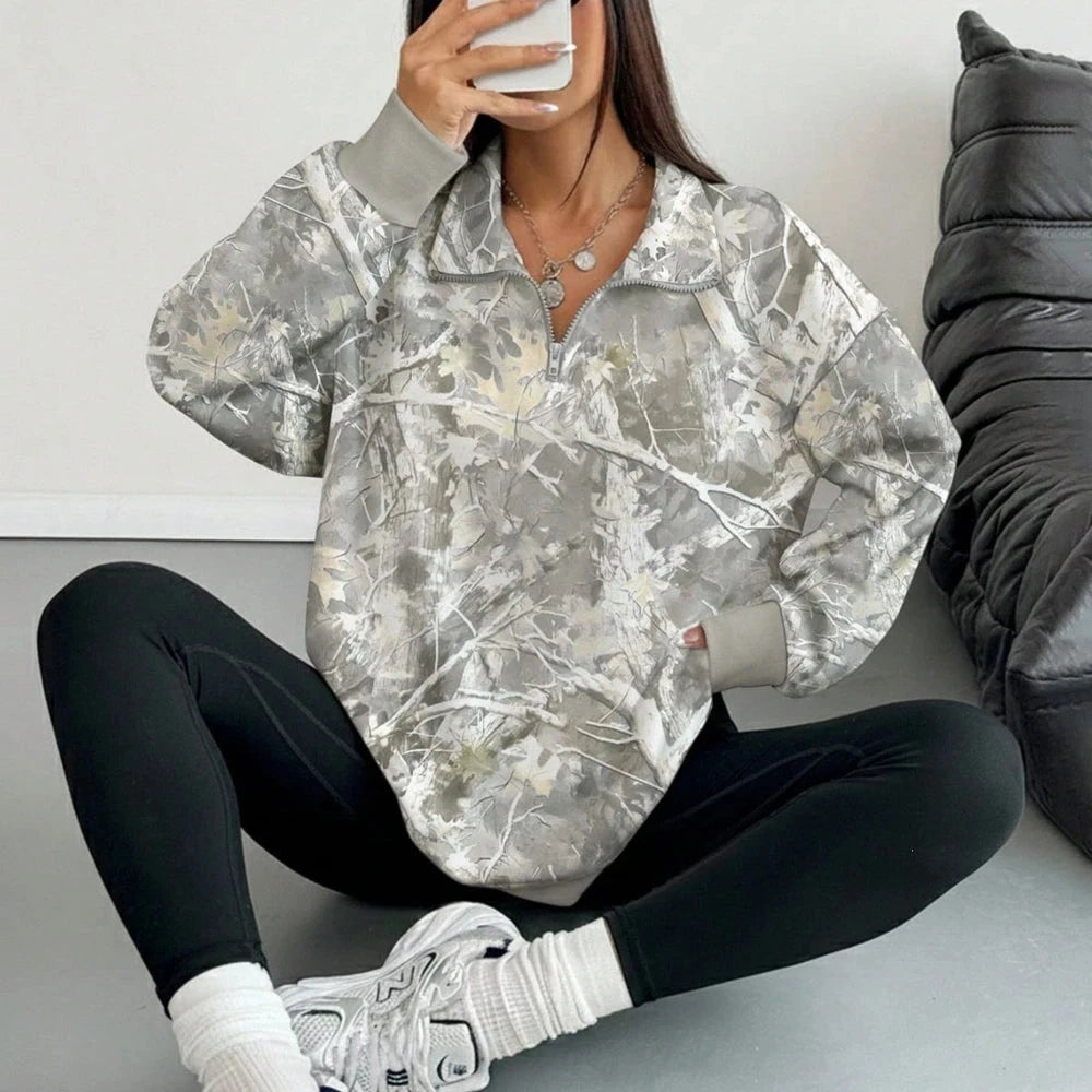 Women’s Woodland Camouflage Quarter-Zip Pullover