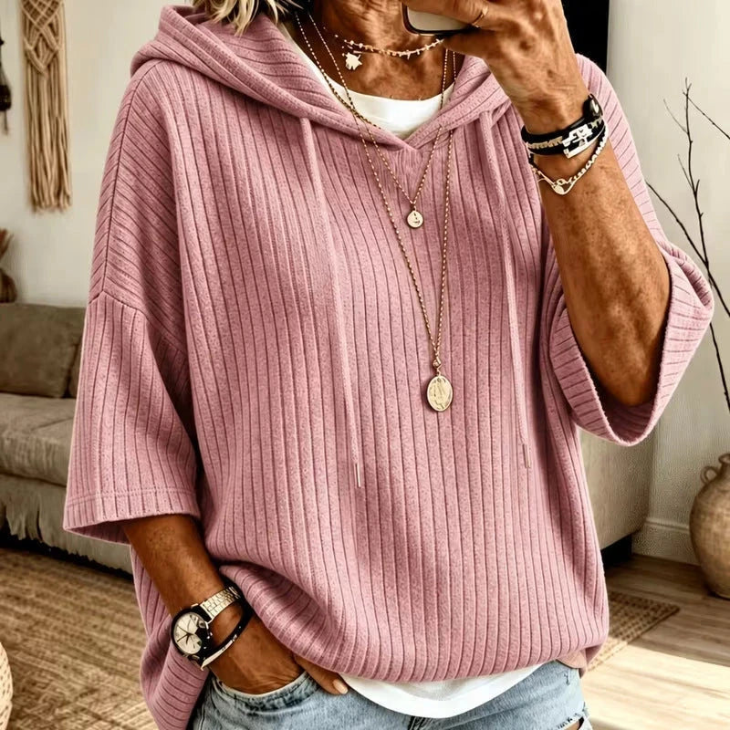 Solid-color Hoodie With Double Hoods And A Drawstring