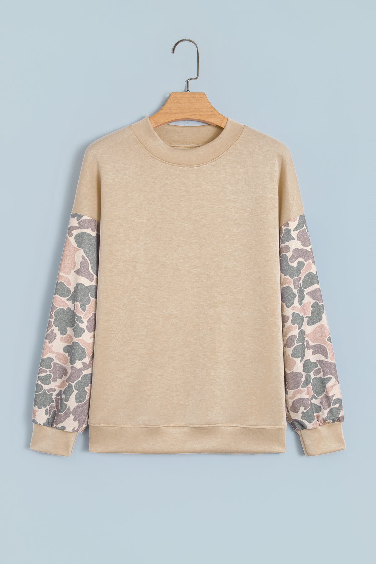 Coffee Brown Camo Sleeve Crewneck Sweatshirt