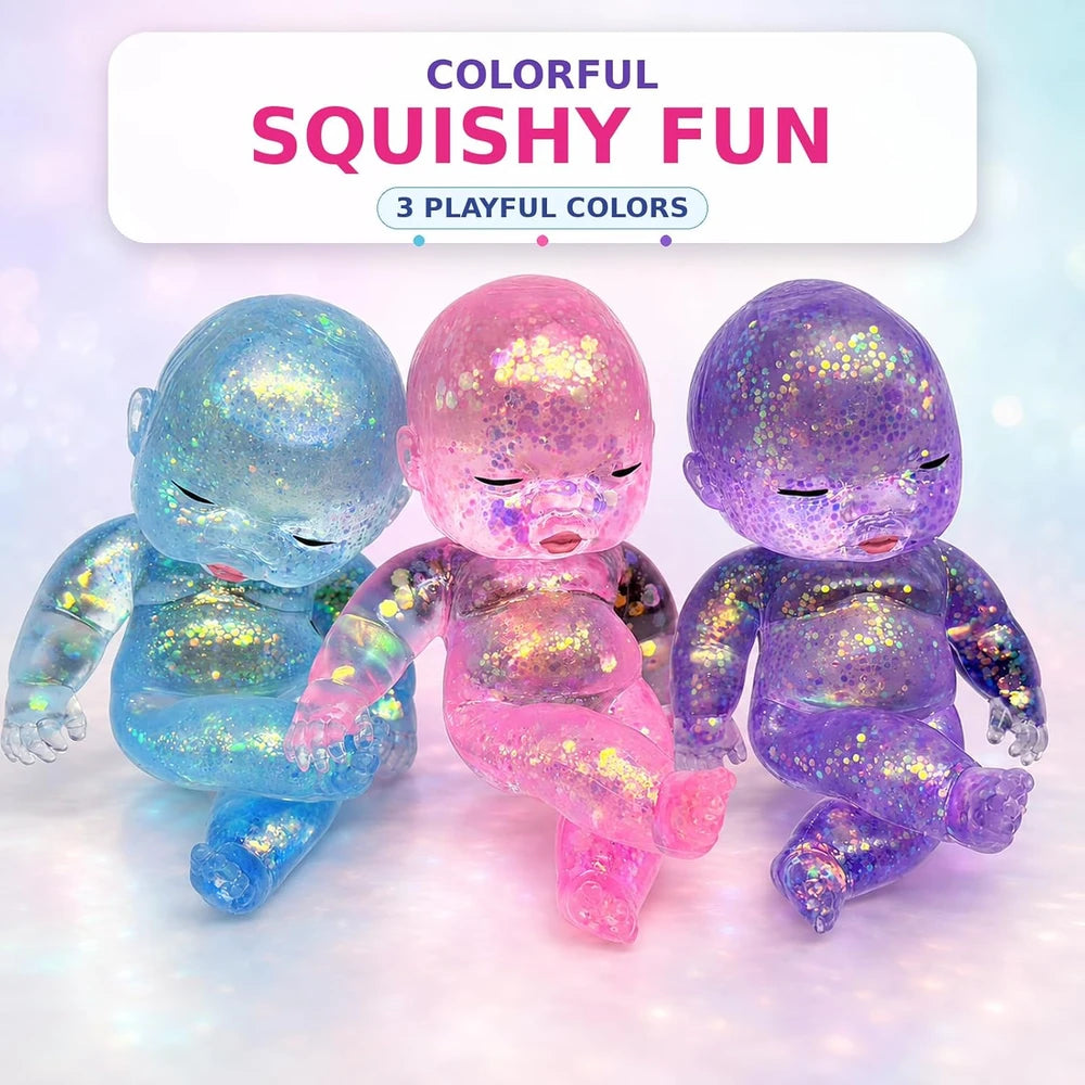 Baby Squishy Oversized Glossy Sparkling Soft Rubber Stress Relief Toy Blue