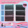 Lash Clusters Kit 708Pcs Individual Cluster Lash Extensions Kit 30D+40D+50D+60D+80D+100D Wispy Eyelash Clusters with Lash Bond and Seal and Tweezers 10-16Mm 6 Styles Mix Lashes Clusters Kit
