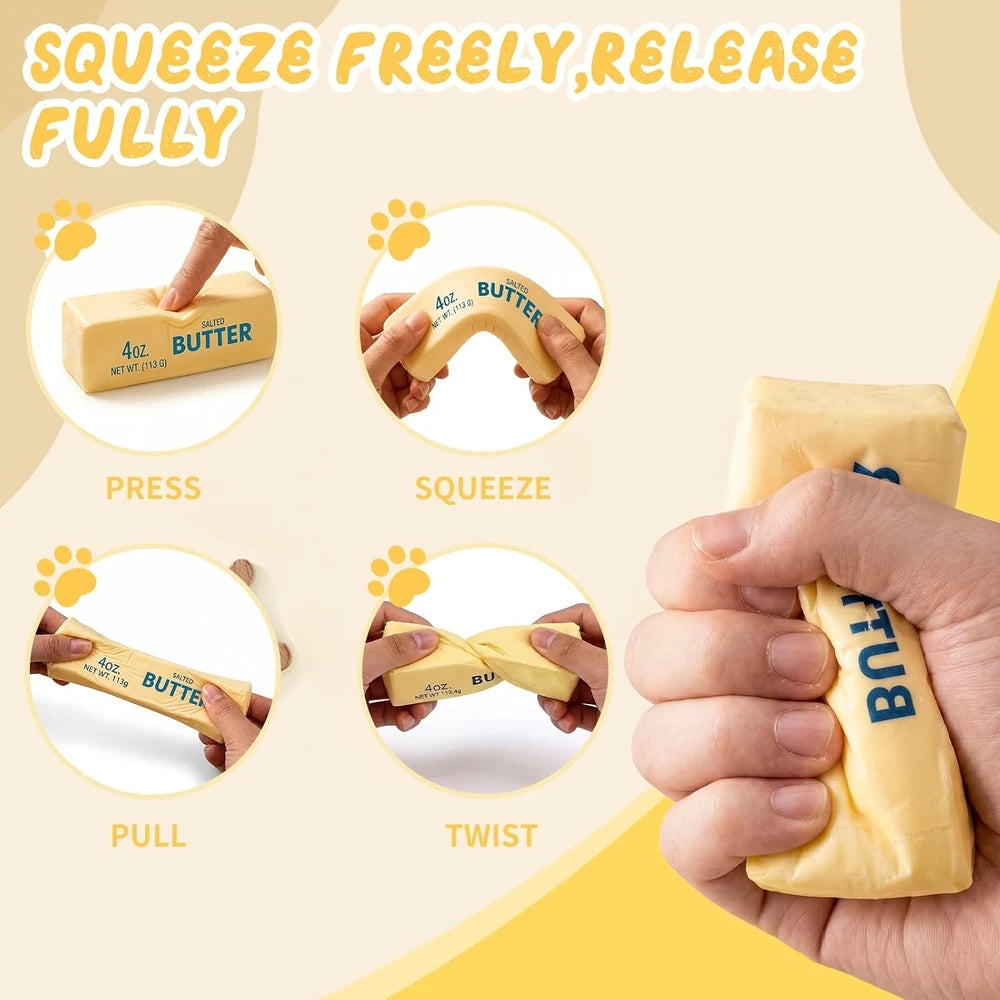 2PCS Butter Squishy – Slow Rising Butter Squishy Toy, Realistic Food Fidget Toys for Adults, Soft PU Material, Sensory Anxiety Relief & Focus Aid, Portable 5.5 Inch Squishy Butter for Office & Home
