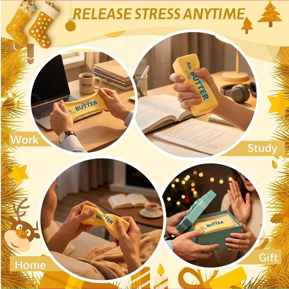2PCS Butter Squishy – Slow Rising Butter Squishy Toy, Realistic Food Fidget Toys for Adults, Soft PU Material, Sensory Anxiety Relief & Focus Aid, Portable 5.5 Inch Squishy Butter for Office & Home