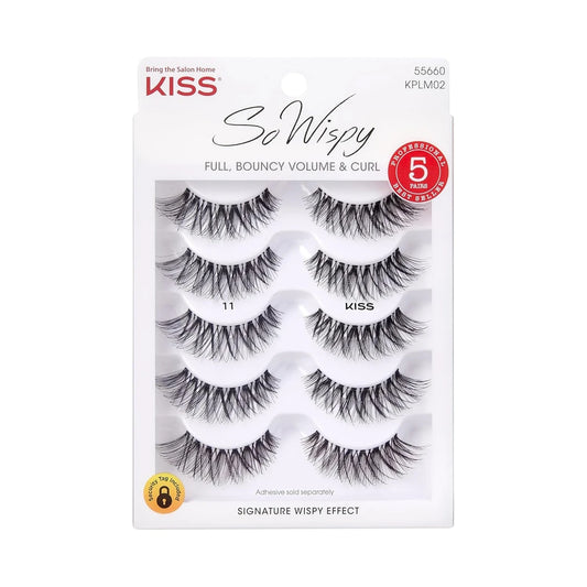 Kiss so Wispy, False Eyelashes, 'Pompadour', 16Mm, Includes 5 Pairs of Lashes, Easy to Apply, Reusable Lash Clusters