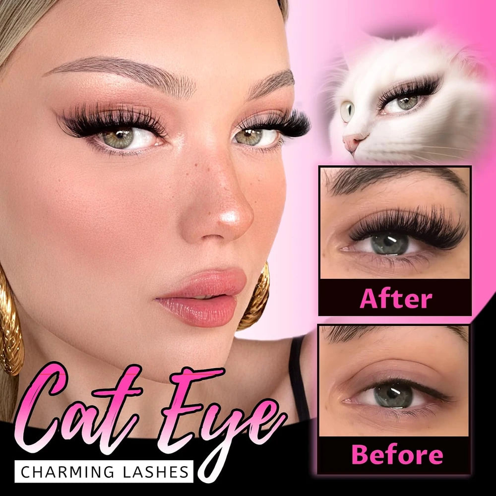 5 Pairs Cat Eye Lashes Faux Mink Eyelashes Natural Long Manga Lashes Winged End Eye Elongated Eyelashes Fake Lashes Makeup
