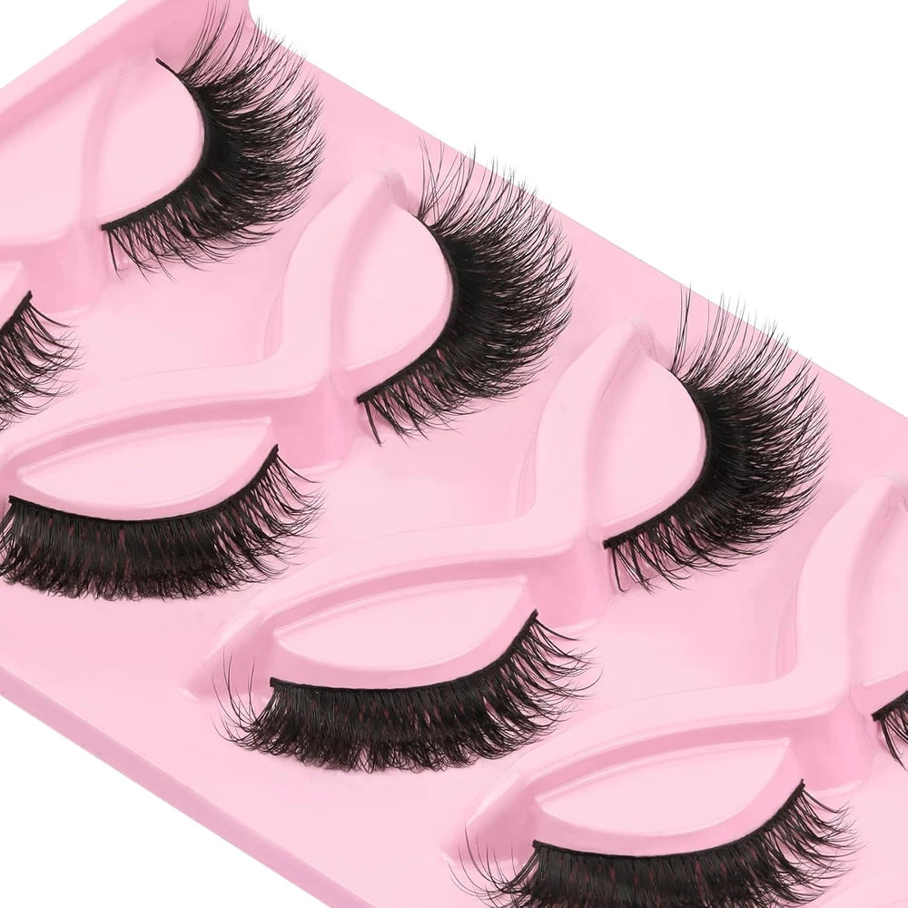 5 Pairs Cat Eye Lashes Faux Mink Eyelashes Natural Long Manga Lashes Winged End Eye Elongated Eyelashes Fake Lashes Makeup