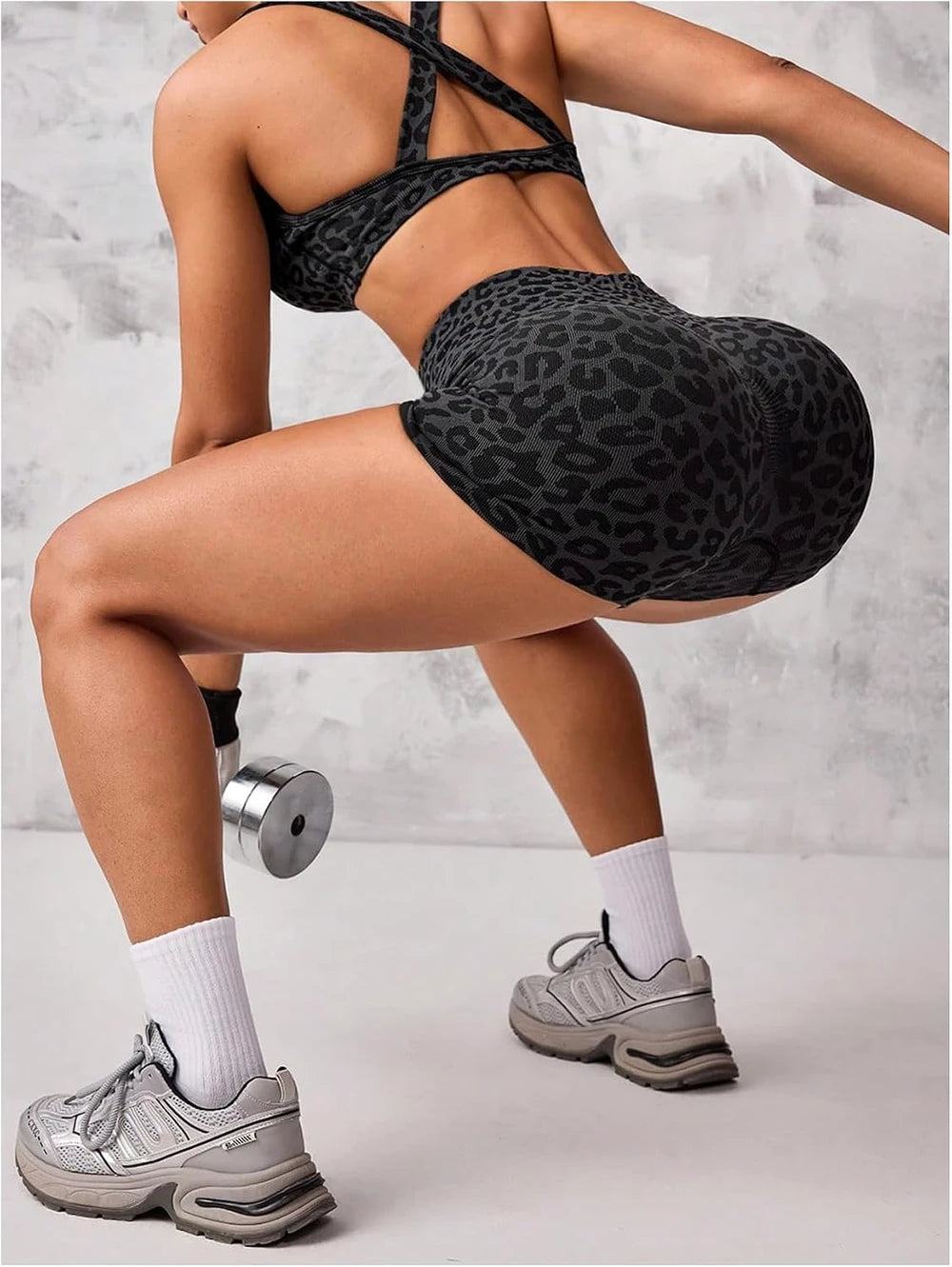BEAUDRM Leopard Print Athletic Outfit