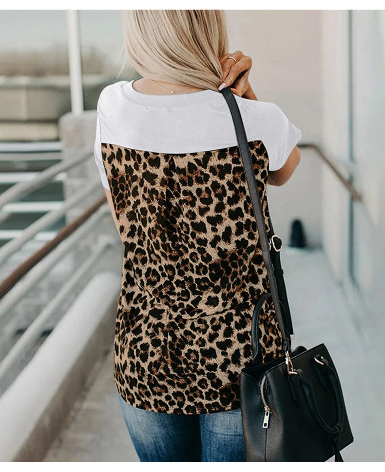 Loose Leopard Print Knitted Women's Top