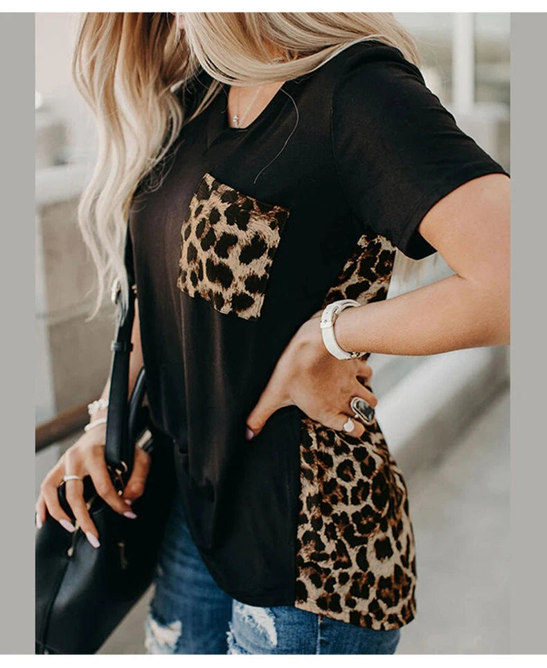 Loose Leopard Print Knitted Women's Top