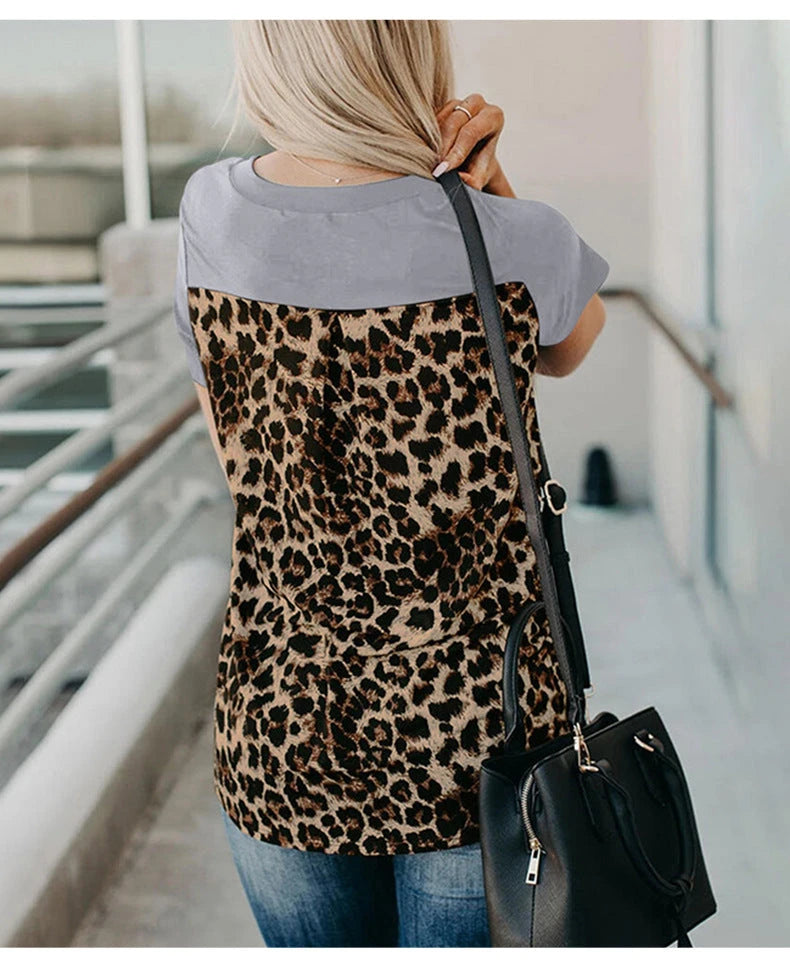 Loose Leopard Print Knitted Women's Top