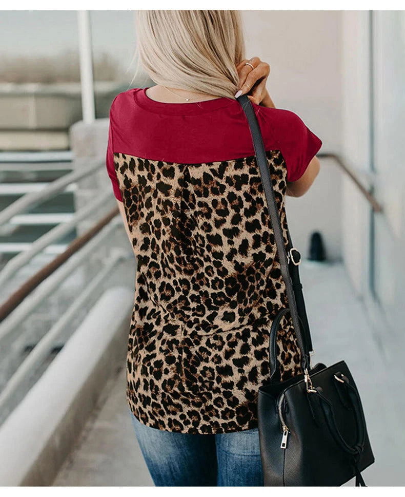 Loose Leopard Print Knitted Women's Top