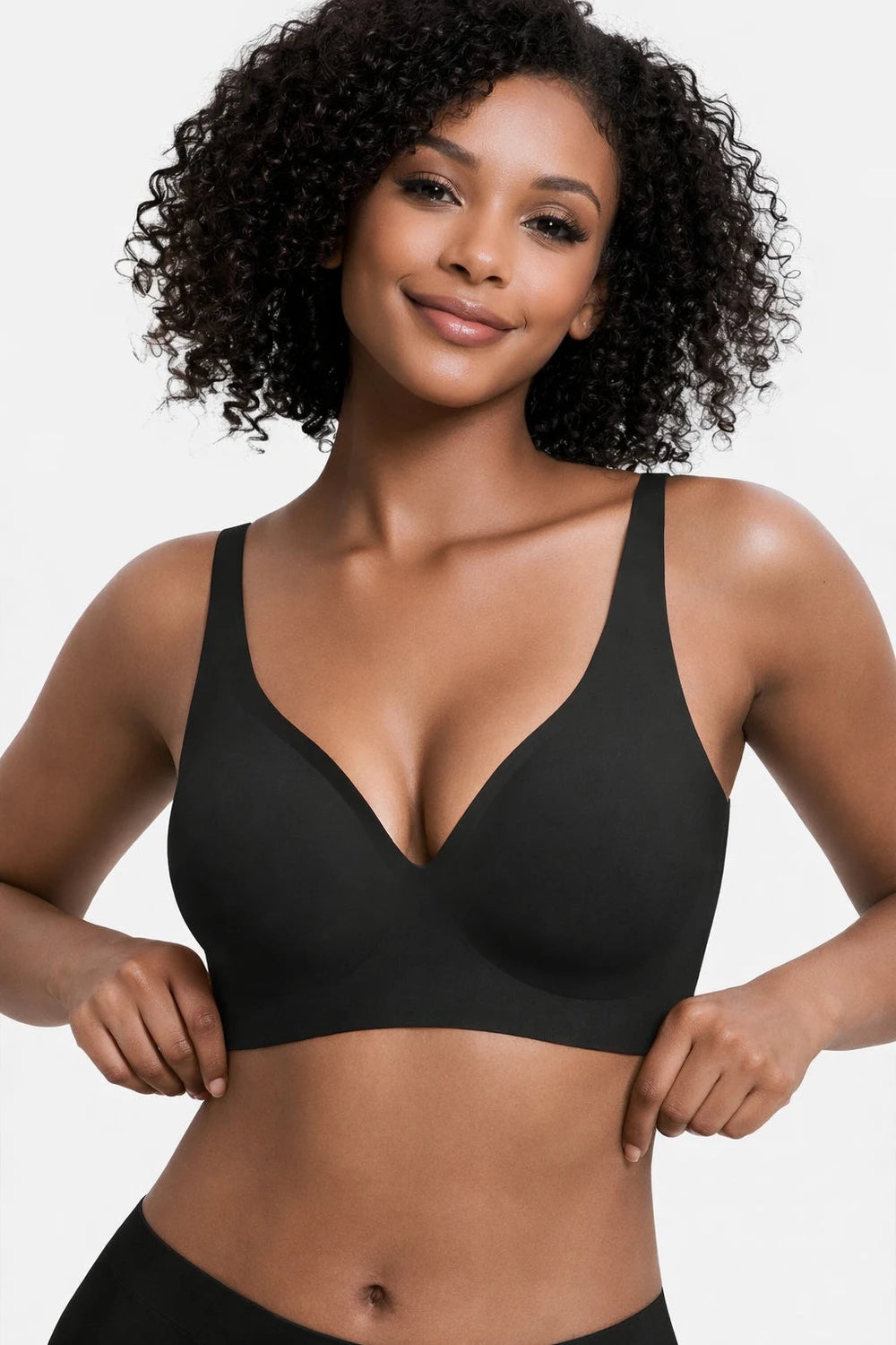 Jelly Wireless Womens Comfortable Wireless Bras Push Up Bralettes Seamless Tshirts Bras Deep V Everyday Bras
