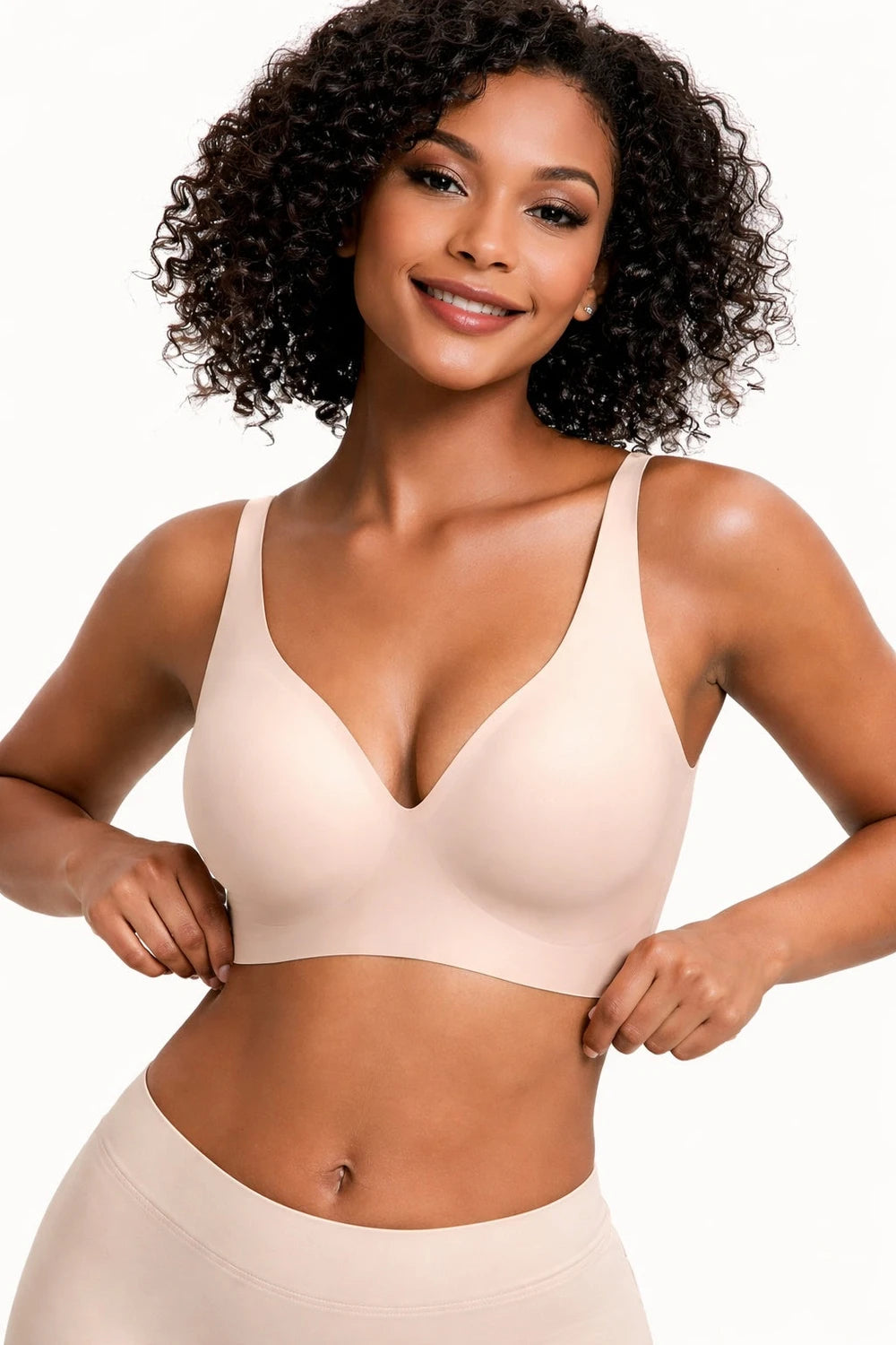 Jelly Wireless Womens Comfortable Wireless Bras Push Up Bralettes Seamless Tshirts Bras Deep V Everyday Bras