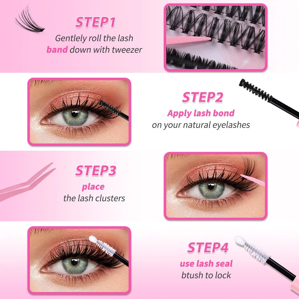 DIY Daily Natural Thick Segment Single Cluster False Eyelashes