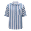Madam Striped Short Sleeve Lapel Casual Button Pocket Cardigan Short Sleeve Shirt