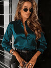 Commuter Drapey Satin Long-Sleeve Lapel Shirt For Women