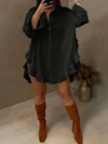 Hem Ruffled Casual Long Sleeve Shirt