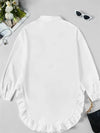Hem Ruffled Casual Long Sleeve Shirt