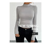 Y2K Slim Turtleneck T-shirt Fashion Casual Long-sleeved Pullover Tight Top Women's Clothing