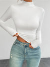 Y2K Slim Turtleneck T-shirt Fashion Casual Long-sleeved Pullover Tight Top Women's Clothing