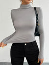Y2K Slim Turtleneck T-shirt Fashion Casual Long-sleeved Pullover Tight Top Women's Clothing