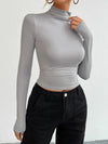 Y2K Slim Turtleneck T-shirt Fashion Casual Long-sleeved Pullover Tight Top Women's Clothing