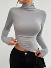 Y2K Slim Turtleneck T-shirt Fashion Casual Long-sleeved Pullover Tight Top Women's Clothing