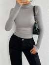 Y2K Slim Turtleneck T-shirt Fashion Casual Long-sleeved Pullover Tight Top Women's Clothing