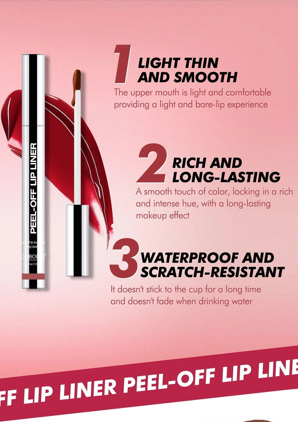 Slippery Lip Liner Pencil Waterproof, Long-Lasting, Smudge-Proof Moisturizing Plump Lips Lipstick, Lip Gloss, Lip Lacquer