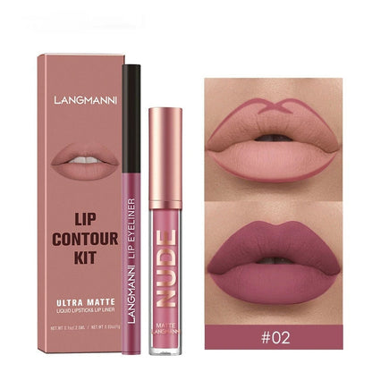 Langmanni lip contour kit with lip liner and packaging on a white background
