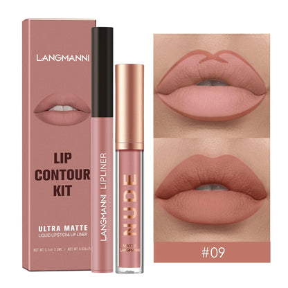 Langmann lip contour kit with lip liner and lipstick on a white background