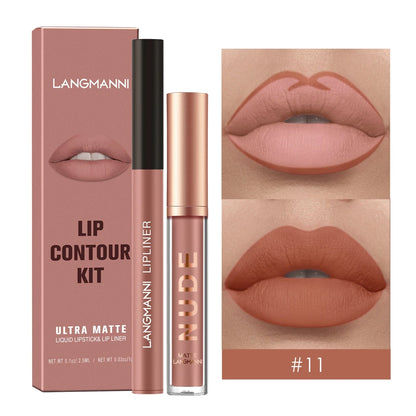 Langmann lip contour kit with lip liner and lipstick on a white background