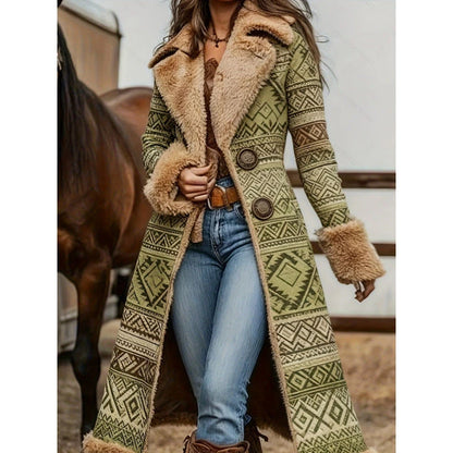Womens Western-Style Plush Fashionable Printed Coat