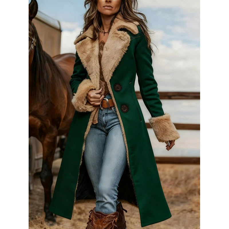 Womens Western-Style Plush Fashionable Printed Coat