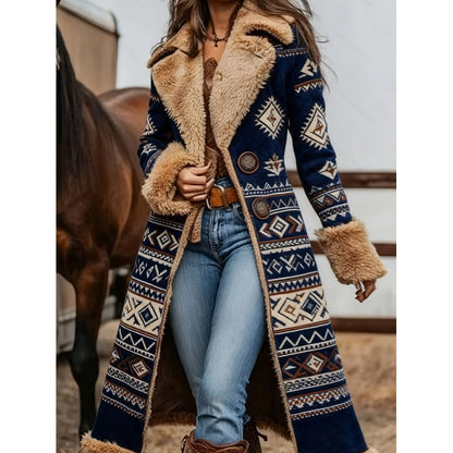 Womens Western-Style Plush Fashionable Printed Coat