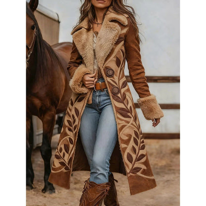 Womens Western-Style Plush Fashionable Printed Coat