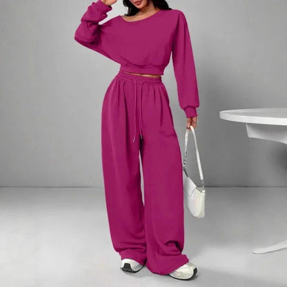 Off-Shoulder Crop Top & Wide-Leg Pants Set