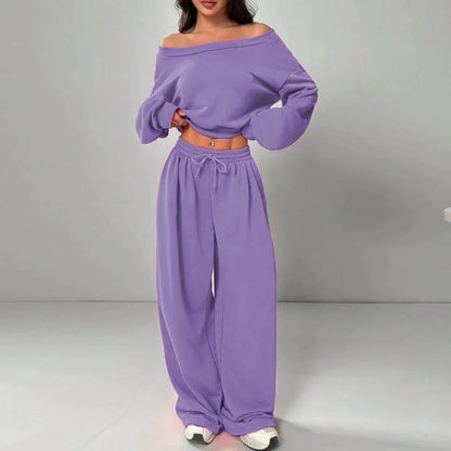 Off-Shoulder Crop Top & Wide-Leg Pants Set
