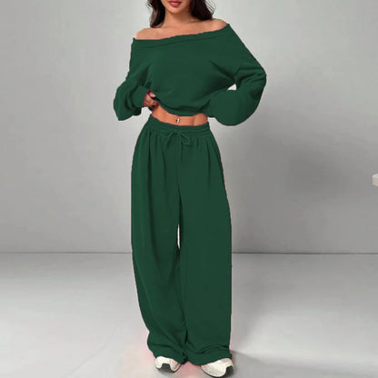 Off-Shoulder Crop Top & Wide-Leg Pants Set