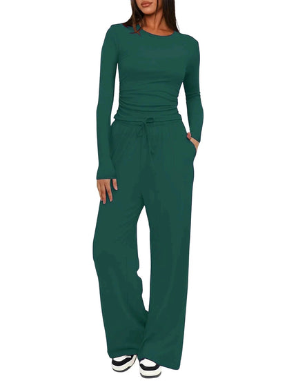 Long-Sleeve Top & Wide-Leg Pants Set