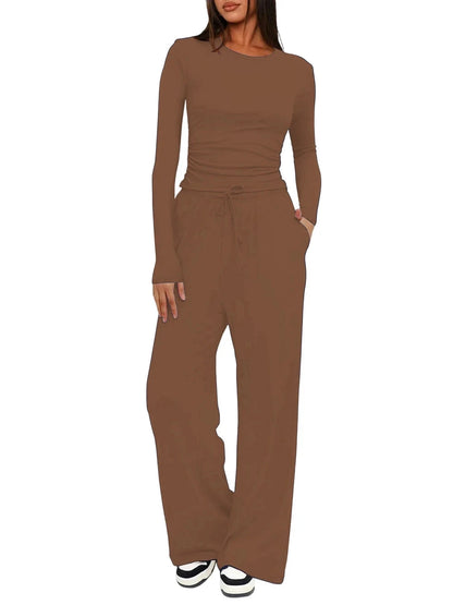 Long-Sleeve Top & Wide-Leg Pants Set