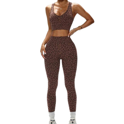 Leopard Print Sports Bra & Leggings Set