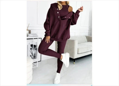 Women’s Off Shoulder Sweatshirt & Leggings Set