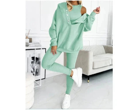 Women’s Off Shoulder Sweatshirt & Leggings Set