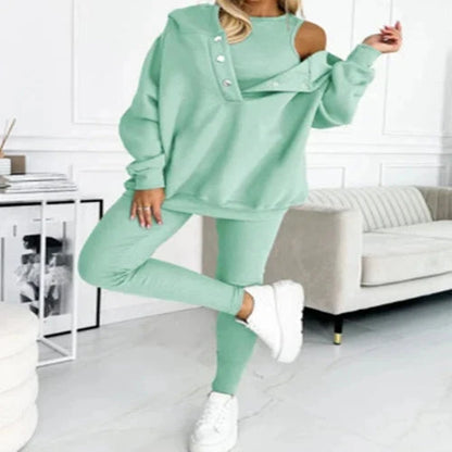 Women’s Off Shoulder Sweatshirt & Leggings Set